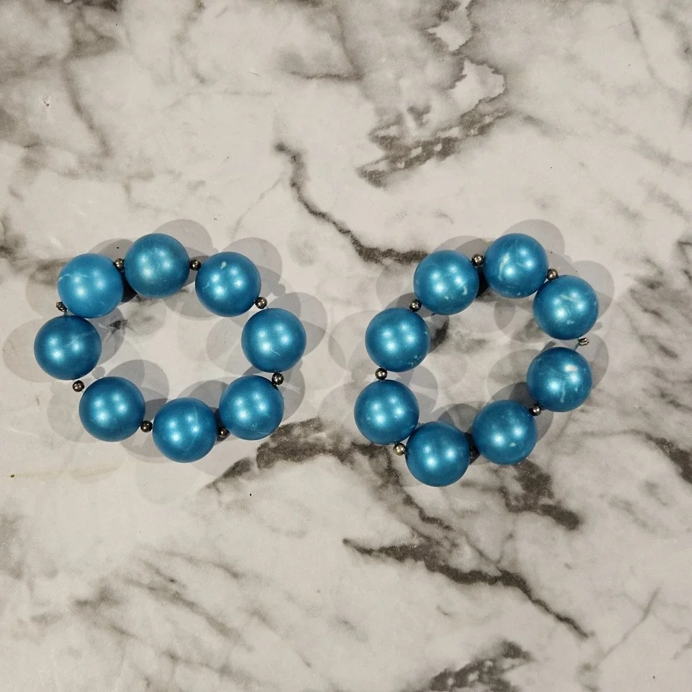 Kids Chunky Beaded Bracelet Lot – Solid Colors Blue Green Purple (Non-Stretch)‎